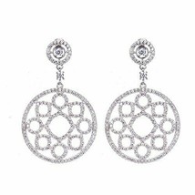 ARTISAN CRAFTED STERLING SILVER WHITE GOLD PLATED WHITE CZ CIRCLE EARRINGS - $97.03 CAD