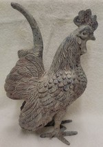 Cast Metal Rooster Rustic Indoor Outdoor Art Decor 11&quot; Barnyard Figure - £34.32 GBP