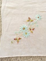 Vintage Antique Ladies Hankie Handkerchief Embroidered Blue Daisy Estate  - £10.97 GBP