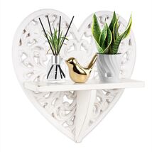 Multipurpose Floating Wall Shelf with Key Hooks Heart-Shaped 12" Vintage White - €17,61 Multipurpose Floating Wall Shelf with Key Hooks Heart-Shaped 12" Vintage White - €17,61 EUR