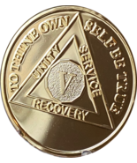 5 Year AA Medallion Large 39mm Gold Plated Sobriety Chip 1.5 Inch - $9.99