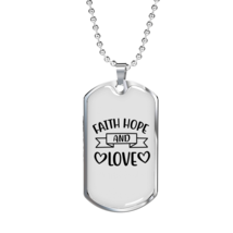 Faith Hope And Love Necklace Stainless Steel or 18k Gold Dog Tag 24&quot; Chain - £37.22 GBP+