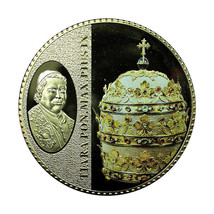 Vatican Medal Pope Pius IX Tiara &amp; Cameo 50mm Gold Plated Gems CoA 01609 - $31.49