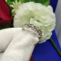 0.45Ct Round White Diamond 925 Sterling Silver Designer Engagement Wedding Band - £86.59 GBP