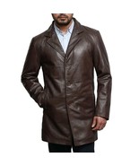 Leather Blazer Coat Jacket Long Men&#39;s Button Mens Soft Western Winter Br... - $232.80 CAD+