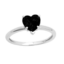 1.20CT Corazón Imitación Negro 1 Diamante Compromiso Anillo 925 Plata Maciza - £183.48 GBP