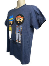 Cheech &amp; Chong Blue Graphic T-Shirt Medium Stretch Cotton Funny Movie Music - £19.54 GBP