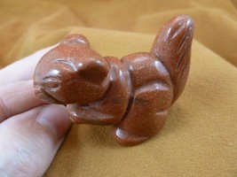 Y-SQU-716) little orange SQUIRREL stone gemstone carving figurine love s... - $17.53