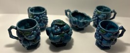 Vintage Blue Mood Indigo Inarco Japan Porcelain Pottery Footed Coffee/Tea Set - £30.36 GBP