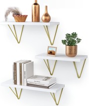 Amada Homefurnishing Set Of 3 White Floating Shelves For Wall Decor,, Amfs12. - £31.67 GBP