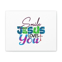  John 3:16 Smile Jesus Loves You Cross Bible Verse Canvas Christ - £56.76 GBP+