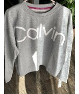 New Calvin Klein Performance Logo Relaxed Sweatshirt Pearl Grey Large Nwt - £31.35 GBP