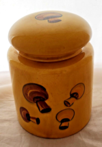 Vintage MCM 1969 LA Los Angeles Potteries 1969 Yellow Mushroom Canister Jar 9&quot; - £31.63 GBP