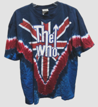 $20 The Who Long Live Rock Tie Dye Liquid Blue Vintage 90s Roll Red T-Shirt L - £16.39 GBP