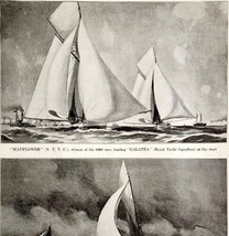 Mayflower Galatea Valkyrie Vigilant 1930 America&#39;s Cup Race Nautical Pri... - $29.99
