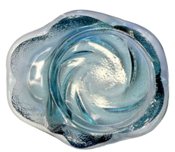 Dish Art Glass Blue Swirl Trinket or Ashtray 5&quot; Long X 4&quot; Wide Vintage - $17.63