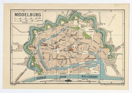 1933 Original Vintage City Map Of Middelburg / Zeeland / Netherlands Holland - $25.60