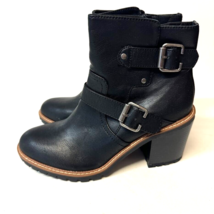 Sun Stone Womens 9 M Black Leather Block Heel Zip Up Ankle Booties NIB WI3 - $358.26 MXN