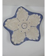 Starfish Pottery Bowl Whitewash Blue Sea Star Fish Plate Decor - £25.74 GBP