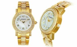 NEW Rousseau 9439 Women Piera Collection MOP Yellow Gold Swarovski Crystal Watch - £21.41 GBP