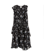 NWT ERDEM x H&amp;M Black 100% Silk Floral Pattern Dress Short Sleeve SZ 2 S... - £311.13 GBP
