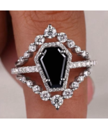Creative Silver Plated Coffin Design Black Zirconium Accent Style Ring (... - $12.79