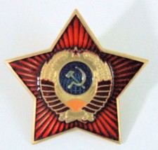 Russian ussr soviet red army hammer and sickle medium/large star pin-
sh... - £6.89 GBP