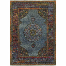 7' X 10' Blue and Beige Oriental Power Loom Area Rug - $730.99