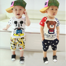 2pcs Kids Baby Boys Girls Mickey Mouse Cartoon Tops+Shorts Cotton Casual... - £8.64 GBP