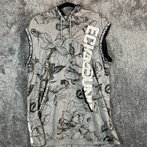 Ecko Unltd Hoodie Vest Mens XL Grey Floral Print Sleeveless Streetwear y... - $19.83