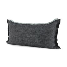 Dark Gray Fringed Lumbar Throw Pillow Cover - $2,055.23 MXN