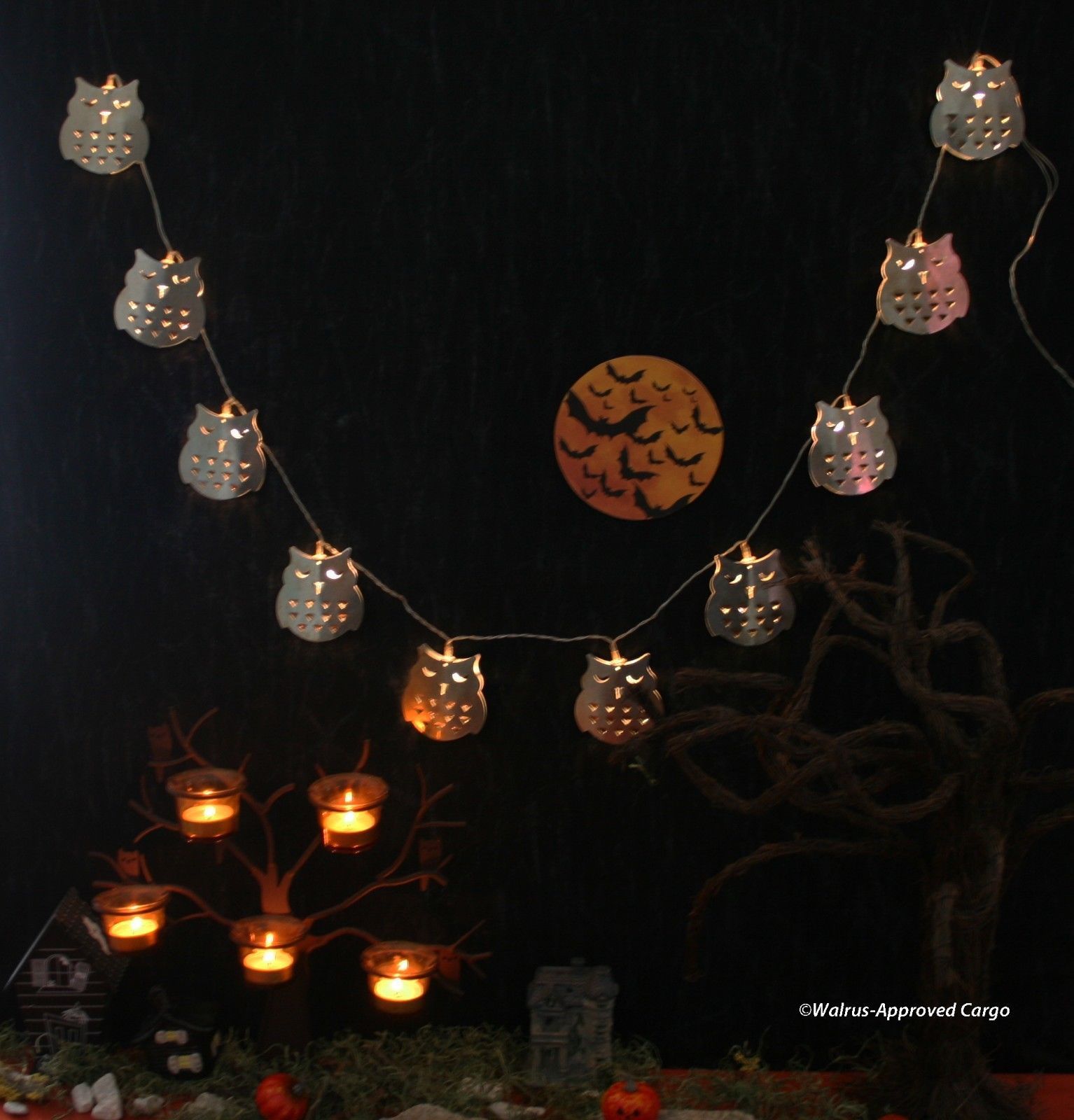 POTTERY BARN GALVANIZED OWL STRING LIGHTS -NIB- GIVE A HOOT ABOUT FUN FALL DÉCOR - $49.95