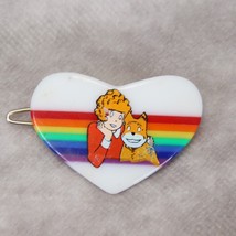 Annie Hair Barrette White heart with Rainbow Annie &amp; Her Dog 1.4&quot; x 1&quot; L... - $19.59