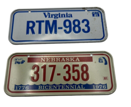 1976 1981 Nebraska Virginia Wheaties Post Cereal Mini bike license Plate... - $23.36