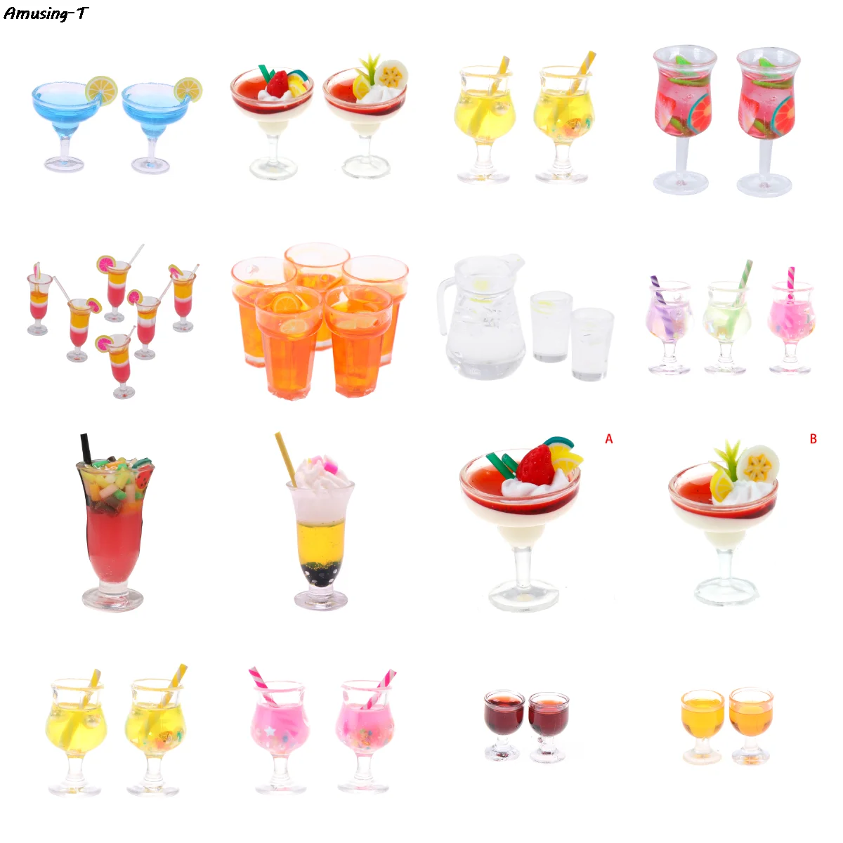 1/2Pcs Mini Resin Cocktail Cup Simulation Drink cup wine Glass Model Toy - £6.61 GBP+