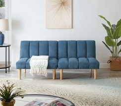 Blue Corduroy Sofa Bed w/ Wooden Legs - $224.99