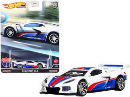 Chevrolet Corvette C8.R Pearl White with Red and Blue Stripes &quot;American Scene&quot; &quot; - £18.91 GBP