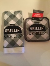 July 4 kitchen towel pot holder  3pc Grillin &amp; Chillin Home Collection g... - £12.53 GBP