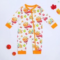 NEW Boutique Halloween Pumpkin Truck Toddler Girls Boys Romper Pajamas S... - $14.99