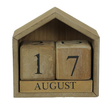 Wood Block Perpetual Calendar Office Desk Home Countertop Rustic Farmhouse Decor - $28.97