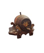 Vintage Romanian Wooden Decorative Whiskey Keg Barrel w/ 5 Glasses - Mis... - $74.55 CAD