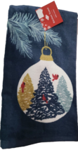 1 (0ne) Cotton Printed Towel (16&quot;x26&quot;) CHRISTMAS, CARDINAL BIRDS ORNAMEN... - £7.85 GBP