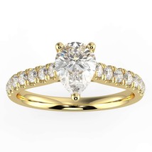 1ct Lab Diamond G Color VS Clarity Pear Shape Slim Shank Halo Ring - £937.42 GBP