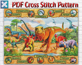 Dinosaurs Jurassic Park Reptile Counted PDF Cross Stitch Pattern Needlework DMC - $3.50