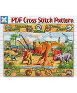 Dinosaurs Jurassic Park Reptile Counted PDF Cross Stitch Pattern Needlew... - $3.50