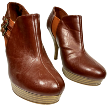 UNLISTED by Kenneth Cole Rough File Brown Faux Leather Bootie Heels size 8M - $27.55
