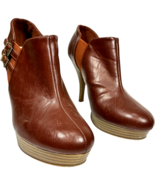 UNLISTED by Kenneth Cole Rough File Brown Faux Leather Bootie Heels size 8M - $27.55