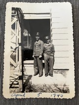 Army Soldiers April 8 1945 WWII Snapshot Black &amp; White Photo 3.25x4.75&quot; barracks - $8.99