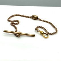 Antique WSB Gold Filled Watch Lorgnette Chain with Engraved Hexagon Slid... - $202.21