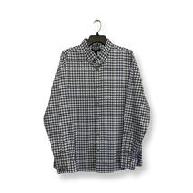 Nordstrom Men Button Down Shirt Navy Gingham Stretch Long Sleeve Trim Fit L New - £18.48 GBP